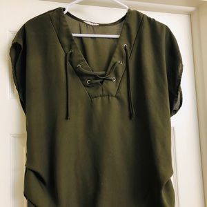 Cute army green dress shirt!